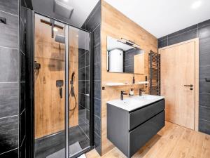 Horní MoravaにあるApartment Dolní Morava-6 by Interhomeの洗面台とシャワー付きのバスルーム
