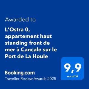 L'Ostra 0, appartement haut standing front de mer à Cancale sur le Port de La Houle的证书、奖牌、标识或其他文件