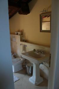 a bathroom with a sink and a toilet at Torre Di Sant'Ansano in Corsano