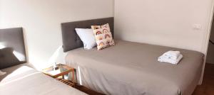 a bedroom with two twin beds in a room at Casa Aprosio, appartamento luminoso in centro a Ventimiglia, a 5 min dal mare e dal treno in Ventimiglia