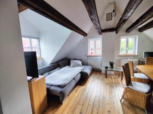 TV a/nebo společenská místnost v ubytování Malerisches Apartment am Kirchplatz