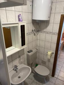 a small bathroom with a toilet and a sink at Apartments Žitna Sun in Vir