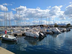 a group of boats docked in a marina at La Terrazza Di Chiara in La Caletta