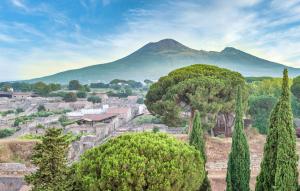 a view of a town with a mountain in the background at Villa Angela Holiday Apartment in Angri +22 photos