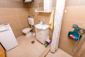 a small bathroom with a toilet and a sink at House Moj mir in Primošten