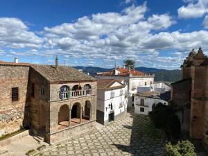 an aerial view of a city with buildings at Casa Bella Vista Zufre in Zufre