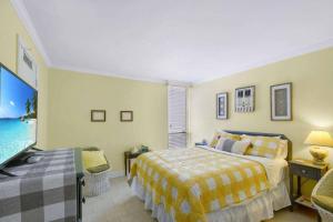 a bedroom with a bed and a tv in it at Villa 453 in Jekyll Island +19 photos
