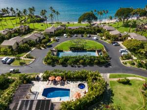 an aerial view of the resort with the ocean in the background at Panoramic Ocean Views! Remodeledredecorated! Very Pretty Corner Ground Floor 2 Bedroom2 Bath in Wailea