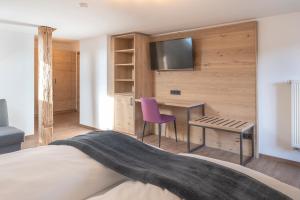 โทรทัศน์และ/หรือระบบความบันเทิงของ Pension BergMoment Ferienwohnungen oder Zimmer mit Frühstück