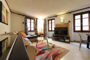 salon z kanapą i telewizorem w obiekcie 'La Maison' City House in the historic Annecy w Annecy