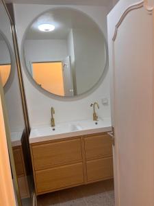 a bathroom with a sink and a mirror at 2 Superbes chambres d hôte dans un appartement avec magnifique vue sur Paris in Sucy-en-Brie +17 photos