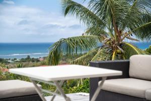 Grand-BourgにあるVilla Capiのヤシの木のあるバルコニー(白いテーブル、椅子付)