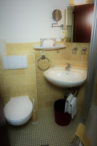 a bathroom with a toilet and a sink at Hotel Am Kurpark in Malente +38 photos