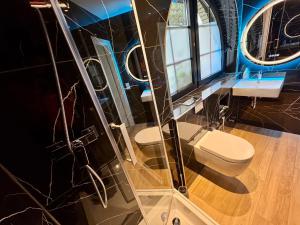 a bathroom with a toilet and a sink at VILLA ORCHARD Frankfurt - Trade Fair Airport in Kriftel +98 photos