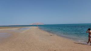 シャルム・エル・シェイクにあるSharm hills sea viewの海岸を歩く女