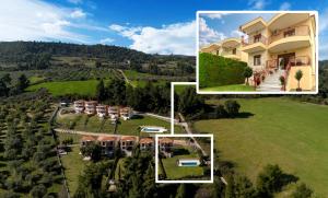 an aerial view of a house in the hills at The Olive & Moon Welcome in Polychrono +17 photos