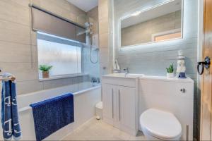 a bathroom with a toilet and a sink and a tub at Sunvalley hideaway in Pembrokeshire +39 photos