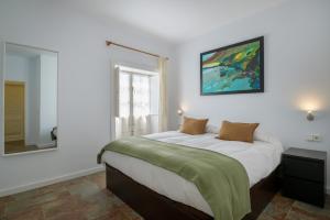 a bedroom with a bed and a mirror at Casa la Mayor in Costa Teguise