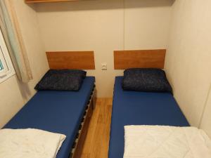 a room with two beds in a room at Camping Alkenhaer Appelscha Chalet 034 in Appelscha