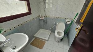 迪拜Fabulous Villa Rooms near Airport的带马桶和水槽的小浴室