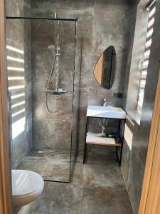 Koupelna v ubytování AINO Hotel