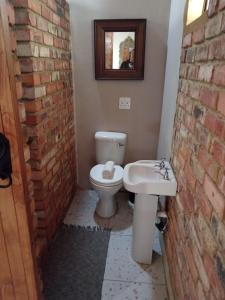 un bagno con un water bianco e un lavandino di Corner Kort and Allenby a Parys