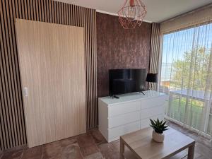 Televízia a/alebo spoločenská miestnosť v ubytovaní Bárdo Apartman
