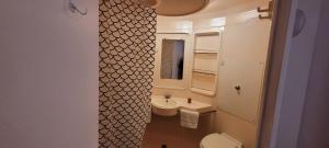 a bathroom with a sink and a toilet and a mirror at Hotel airport in Merville +37 photos