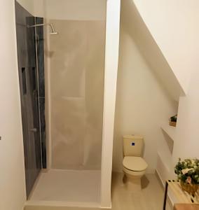 a bathroom with a shower and a toilet at Apartamento cerca a la playa y al mar Punta Roca in Maizal +4 photos