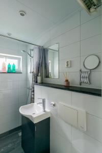 a bathroom with a sink and a mirror at Saffier Zuid-Limburg in Simpelveld