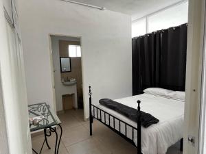 a bedroom with a bed and a sink in it at Hotel San Nicolás in Villa Jiménez