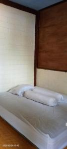 a bed with two pillows on it in a room at batu putih cottage karimunjawa in Karimunjawa
