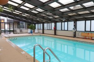 a large swimming pool with a ceiling of windows at Capital Plaza Hotel in Frankfort