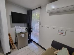 TV a/nebo společenská místnost v ubytování Small PET FRIENDLY Granny flat with paved courtyard
