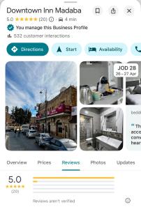 a collage of photos of a street with a building at Downtown Inn Madaba in Madaba