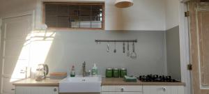 a kitchen with a sink and a counter top at 3rd floor Loft in Historical Dordrecht in Dordrecht +12 photos