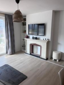 TV a/nebo společenská místnost v ubytování appartement 101 place Léopold 1er à la panne à 100m de la plage