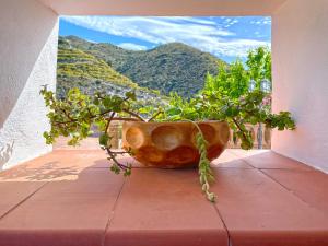 Uma vista da montanha tirada da villa 