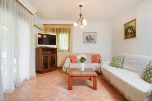 a living room with a couch and a tv at Althea in Skala Potamias