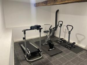a row of exercise bikes in a room at CASA GRANDE DE JUNCAIS - SERRA DA ESTRELA in Fornos de Algodres