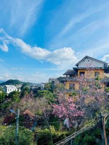 a building on top of a hill with a tree at Villa Đà Lạt Trung Nghĩa in Ấp Ða Lợi