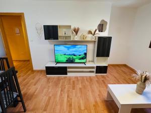un soggiorno con TV a schermo piatto di El Mirador de la Catedral a Huesca