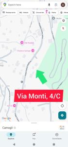 a map of vga mount with a green arrow at Golfo Paradiso in Camogli