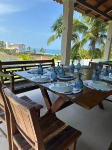 Μπαλκόνι ή βεράντα στο Linda Casa de Praia Família com até 10 pessoas