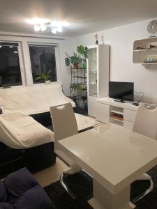 Televisor o centre d'entreteniment de Moderne Wohnung mit Garten