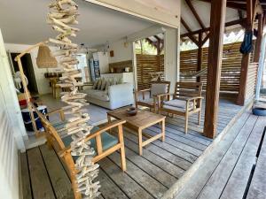 Balcone o terrazza di Kay Agapi - Apt T3 sur la plage - Diamant