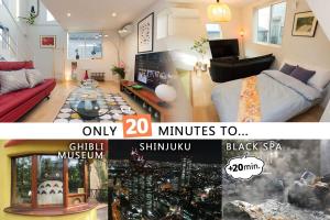 Televiisor ja/või meelelahutuskeskus majutusasutuses 新築 MUJI House 無印良品の家 新宿まで20分 駅まで徒歩7分 Walmart, Don Don Donki and 成城石井 at Tanashi Station