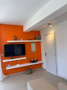 TV a/nebo společenská místnost v ubytování Villa Evita Garden Floor Suite