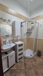 a bathroom with a shower and a sink at La piccola Dimora di Sara in Termoli