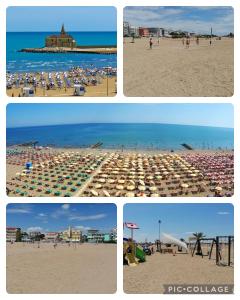 カオルレにあるIRIS 20 In posizione strategica, indipendente, all'interno del Villaggio dei Fioriのパラソルのあるビーチの4つの異なる写真 +6枚の写真